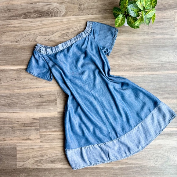 Cato Blue Chambray Off Shoulder Short Sleeve Dress – Size XS - Picture 2 of 10